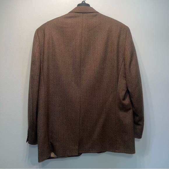 VTG Ralph Lauren Men's Brown Sport Coat 44R HERRINGBONE Jacket LAMBSWOOL Blazer - Picture 4 of 13